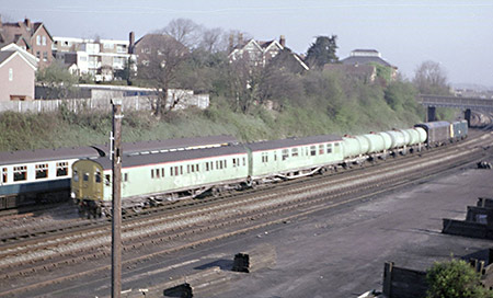 Bulleid Coach CC99010 in a Chipmans weedkiller train near Eastbourne Station - Alan Elliott - April 1982