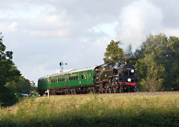 80151 with three Bulleid coaches departing from Horsted Keynes - 29 August 2009 - Richard Salmon