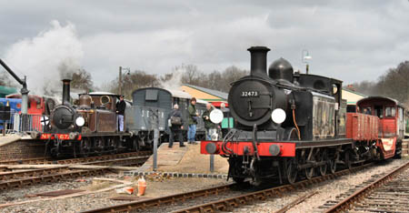 Fenchurch and 32473 with Goods trains at Horsted Keynes - 29 March 2008 - Jon Bowers