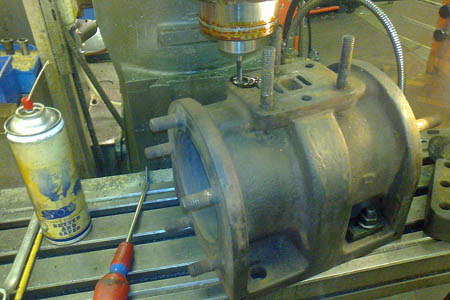 Stud hole being machined - Clive Emsley