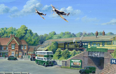 Matthew Cousins' painting showing a wartime scene at East Grinstead