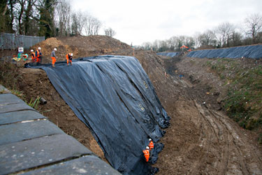 Geotextiles on the west side of the cutting - John Sandys - 8 January 2013