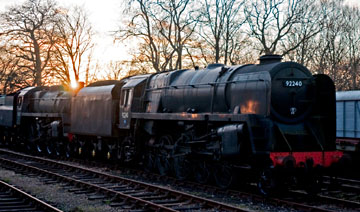 9F and 4MT at Horsted as the sun sets - 27 December 2009 - Martin Lawrence