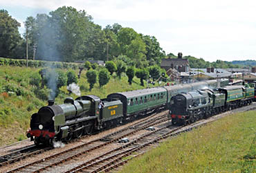 1638 with the two Bulleid Pacifics at Horsted Keynes - Derek Hayward - 24 July 2010