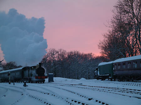 C-class No.592 approaches Horsted Keynes at dusk - David Chappell - 19 December 2010