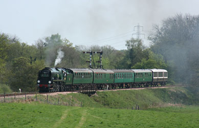 34059 departs from Sheffield Park - Tony Sullivan - 21 April 2011