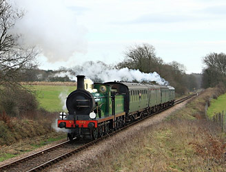 C-class heads train up Freshfield Bank, with Fenchurch trailing - Michael Hopps - 16 January 2011