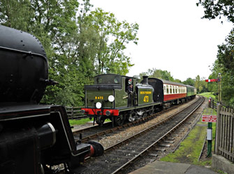 B473 arrives at Kingscote with the Lounge Car Train - Derek Hayward - 29 Aug 2011