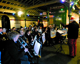 Bluebell Railway Band playing at the Carol service at Horsted Keynes - Robin Willis - 3 Dec 2011