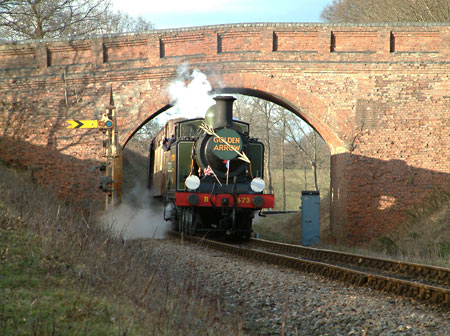 B473 heads the Golden Arrow lunchtime dining train at Caseford Bridge - David Chappell - 19 February 2012