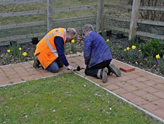 Installing memorial slabs in the garden at Horsted KEynes - Derek Hayward - 20 March 2012
