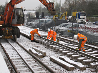 Assembling track panels at East Grinstead - Mike Hopps - 5 December 2012