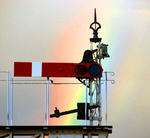 'Rainbow behind signal at Horsted Keynes - 25 February 2007 - Derek Hayward