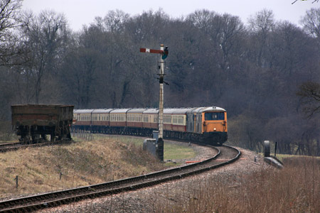 The railtour 73s arrive at Horsted Keynes - Tony Sullivan - 28 March 2013