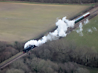 Aerial photo of 9F with 5.30pm from Sheffield Park - Chris Berryman - 29 March 2013