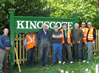 FoK team with new forecourt sign at Kingscote - Richard Hill - 7 May 2013
