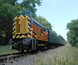 09018 at Birch Farm Crossing with service train - Brian Kidman - 10 July 2013