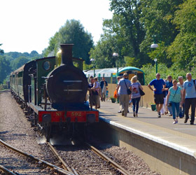 C class and Bluebell arrive at East Grinstead - Brian Lacey - 4 Sept 2013