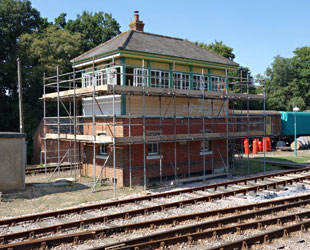 Horsted Keynes signal box being repainted - Brian Lacey - 27 Aug 2013