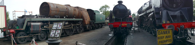 Panorama of the Loco Yard including 34059, 1638 and 9F - Brian Lacey - 27 Sept 2013