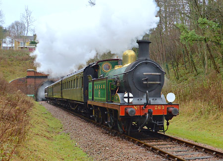 H-class with train at West Hoathly - Steve Lee - 3 January 2015