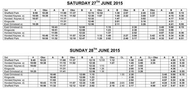Model Railway Weekend Timetable 2015
