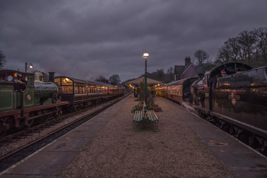 C-class and Q-class together at Horsted Keynes at dusk - Nick Burgess - 12 December 2015