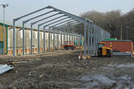 Steelwork erected for shed extension at Horsted Keynes - Dave Clarke - 5 March 2016