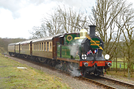H-class with Golden Arrow Luncheon Train approaching Horsted Keynes - Steve Lee - 26 February 2017