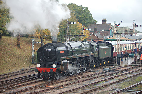 Britannia heads the 12-car train out of Horsted Keynes - Keith Leppard - 13 October 2019