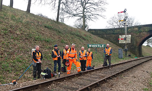 Part of the Wednesday lineside gang (North) at Horsted House Farm Bridge - David Thair - 18 March 2020